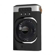 Enfriador de aire portátil y mini acondicionador de aire con ventilador de refrigeración por agua, control de botón, temporizador, ventilador de escritorio pequeño, ventilador de mesa enfriador, luz LED, humidificador, enfriador de aire para oficina, habitación, cocina. Conexión USB