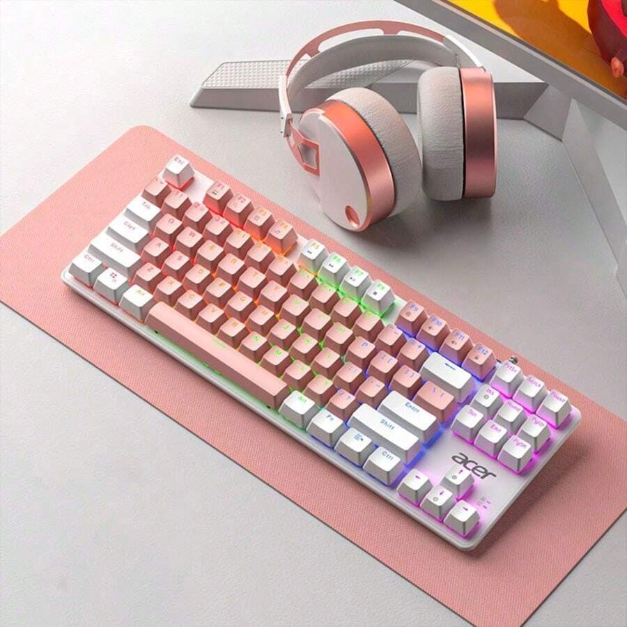 Acer OKW132 机械键盘 | 优质机械开关和背光键帽、耐用的金属面板、舒适的人体工程学设计、即插即用的便利性！