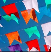 Kit Of 100 June Party Flags 20x15 With 40 Meters Of Colorful Plastic Pennants - 彩色 - 查看 1