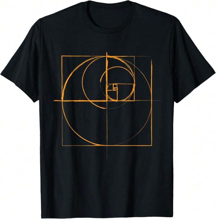 Golden Ratio Circles And Squares Fibonacci Spiral Minimalist T-Shirt!EX Graduation Gifts - Black - View 1