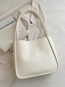 1 Pc Minimalist Retro Pure Color Soft Surface Large Capacity Shoulder Bucket Bag Suitable For Women's Daily Casual Commuting Use