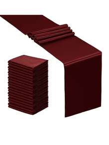 10 pièces Chemin de table en satin, 30*275cm/17*275cm, lisse, couleur bordeaux unie, convient pour les mariages, anniversaires, dîners, cérémonies de remise des diplômes et autres événements. Peut également être noué en nœuds pour la décoration des chaises.