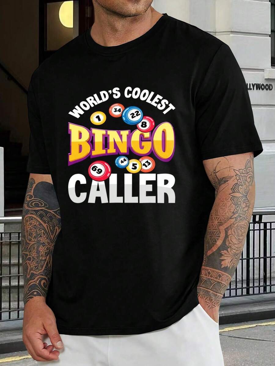 Camiseta del anunciador de bingo más genial del mundo - Camiseta divertida para jugadores de bingo para hombres y mujeres - Regalo para jugadores de números de la suerte - Perfecta para amantes del bingo, fiestas y torneos, marido - Negro - Ver 1