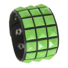 1pc Stylish Punk Multicolor Square Rivet Bracelet, Unisex Street Style Nightclub Halloween Accessory, Simple Leather Design To Showcase Personal Unique Character And Personalized - Multicolor - View 18
