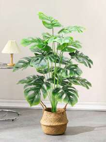 65cm Large Artificial Plants Fake Monstera Tree Plastic Palm Leaves Green Turtle Leafs Floor Tree Branch Without Pot 18 Leaves Tropical Banana Tree For Home Garden Kitchen Party Decor