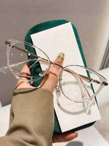 1pc Y2k Ladies Cold Tea Elegant All-Match Cat-Eye Glasses, Clear Glasses Plano Lenses Ladies Glasses Accessories