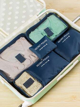 6 件套旅行整理袋套装、洗衣袋、衣服拉链储物袋、鞋袋六件套、旅行衣物整理袋、宿舍必备品、学校学生老师旅行收纳袋套装、带内衣袋的防水防尘拉链行李袋、开学尼龙、男女学生旅行必备品、旅行配件、旅行包、假期学校用品、打包立方体、宿舍必备品、大学