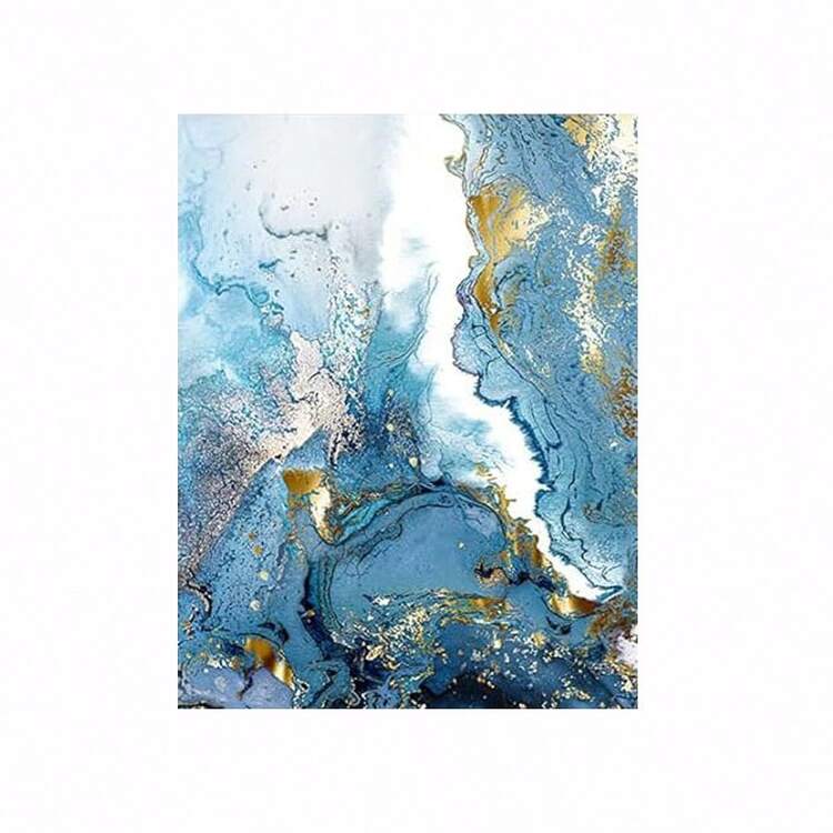1/3Pcs Framed/Unframed Blue Fluid Art Decorative Paintings, Wall Art Hangings Canvas Posters, Picture Cores, Wall Painting Made Of Pine Wood (Optional Frame) - Multicolor - View 22