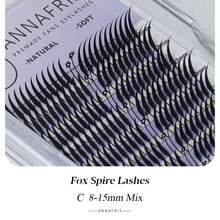 ANNAFRIS 12 rangées de rallonges de cils manga renard, spire Eif Pteris, frisure C/D de 8 à 15 mm mélangée, amas de cils bandes de style manga, look naturel volumineux et moelleux, pour les yeux des femmes et les soirées, pour les professionnels, plus facile à greffer, faux cils légers prémontés en éventail, plumes de style anime, outils de maquillage à fleurs automatiques, pour les débutants dans les salons de beauté, cils manga, amas de cils bandes de style manga, amas de cils, faux cils individuels, cils, faux cils - Noir - Voir 13