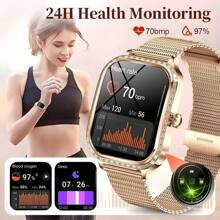 GUHUAVMI GUHUAVMI Luxury Smart Watch For Women, 1.75inch(4.45cm) HD Curved Screen With Bluetooth Call, Custom Face Dial, Information Push, Music, Multi-Sport Mode Watches, Women's Physiological Health, Sleep Monitor Fitness Tracker Bracelet, IP68 Waterproof Smartwatch For Android IOS, The Best Gift For Girlfriend, Mother, Wife Or Sisters