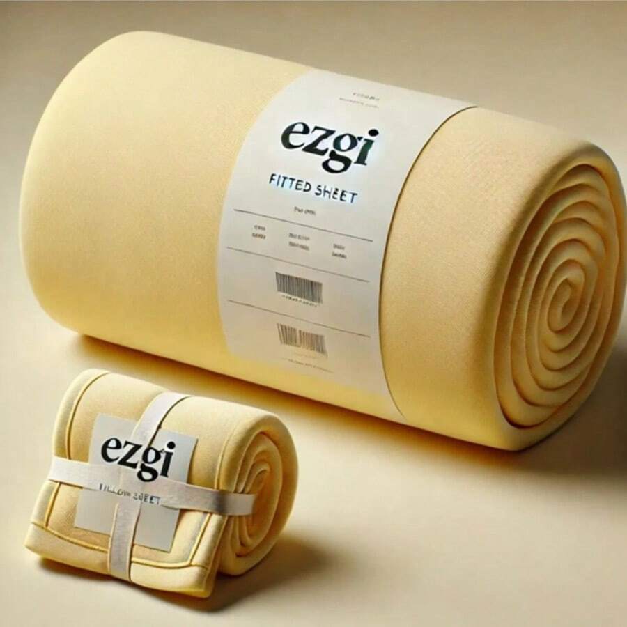 MADE IN TURKEY Oversize Double Fitted Bed Sheet Set | 70% Cotton Ranforce 180x200 Cm With 30 Cm Deep Pockets | Includes 1 Pillowcase 50x70 Cm - Yellow - View 1