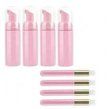 40 Stücke Wimpernshampoo Flaschenbürsten Set, 10 Stücke Wimpernshampoo Bürsten, 10 Stücke Wimpernbürsten Röhren, 10 Stücke Wimpernshampoo Spender, 10 Stücke Wimpern Nachsorge Beutel für Kundinnen, Frauen, Mädchen