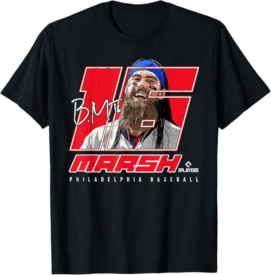 Silhouette Brandon Marsh Philadelphia Mlbpa T-Shirt*SO Best Gifts - Black - View 1