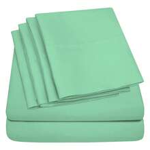 Juego de sábanas de 6 piezas de colores lisos Serie de 1600 hilos Ultrasuave 100% microfibra premium con bolsillo profundo - Para una comodidad máxima - Juego de sábanas ligeras y transpirables para un uso diario - Perfecto para regalar - 19 colores - Turquesa - Ver 2