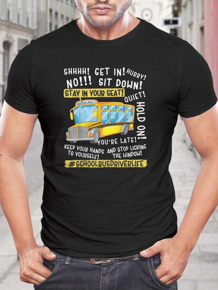 Camiseta divertida de conductor de autobús escolar - Regalo para el Día del Maestro - Camiseta de vuelta al cole - Humor de conductor de autobús - Camisetas de manga corta para hombre y mujer - Negro - Ver 1