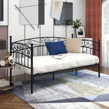 Metal Daybed Frame Multifunctional Mattress Foundation/Bed Sofa With Headboard, Twin, Black-3826 - Multicolor - View 1