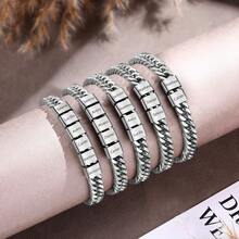 A Men's Bracelet That Can Be Customized With A Child's Name; A Perfect Gift For Dads, Husbands, Or Any Other Personalized Father's Day Gift, Daughter, Or Wife. - Silver - View 3