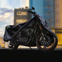 1pc 210D Waterproof Oxford Motorcycle Cover, All-Weather Protection Against Sun, Dust, Snow And UV, With Lock Hole, 7 Reflective Strips, Suitable For Bicycle, Motorcycle, All Seasons
