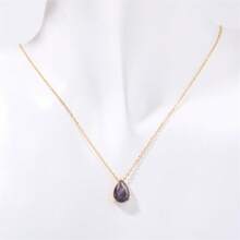 18K Gold Plated Pear-Shaped Zirconia Stainless Steel December Birthstone Necklace, Christmas, Birthday, Valentine's Day Gift
