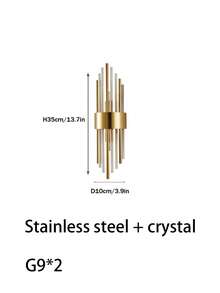 1 pieza/2 piezas Lámpara de pared moderna de oro/negra con cristal, base de acero inoxidable, Body de lámpara de cristal de alta calidad, adecuada para cafetería, sala de estar, dormitorio, villa, decoración de pared del hogar, accesorio de iluminación decorativa para habitación - Multicolor - Ver 15