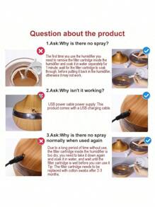 1pc Vase Humidifier, Transparent Woodgrain 300ml/USB Home Bedroom Bathroom Air Humidifier, Air Purifier, Mist Sprayer, Car Diffuser, Great Gift For Coworkers