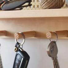 1set Wall-Mounted Storage Rack With A Simple Style, Made Of Rattan And Wood With Holes For Installation, Is Used For Home Storage And Decoration. - Multicolor - View 8