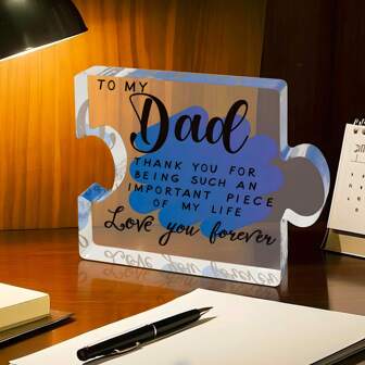 1PC Acrylic Puzzle Block Gift For Dad – Unique Birthday Or Father's Day Present From Daughter Or Son, Cool Desk Decor For Papa