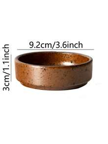 1pc Vintage Ceramic Round Sauce Dish, Hotpot Condiment Bowl, Small Appetizer Dipping Plate, Creative Retro Style, Rustic Pottery, Soy Sauce Vinegar Dish, Home Decor, Kitchenware, Color Matching, Creative Plating, Food Photography, Lifestyle Christmas Gift,School Supplies - Multicolor - View 23