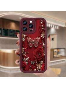 Fashion Creative 2D Flower Rose Design Pattern Phone Case For IPhone16e 16 15 14 13 12 Mini X XS Pro Max Plus Gift For Girl And Woman