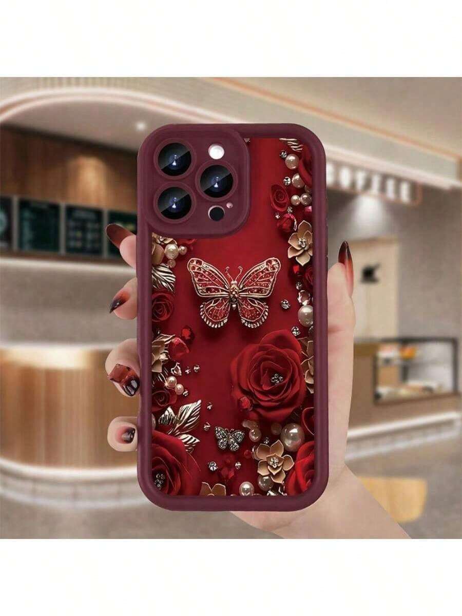 Fashion Creative 2D Flower Rose Design Pattern Phone Case For IPhone16e 16 15 14 13 12 Mini X XS Pro Max Plus Gift For Girl And Woman