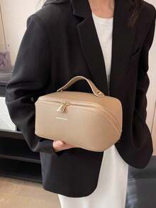 Versatile Minimalist Portable Cosmetic Bagtravel Essentials For Vacation Summer Holiday Back To School School Stuff Bag For School Travel Bag For Women Makeup Bag For Travel - Khaki - View 7