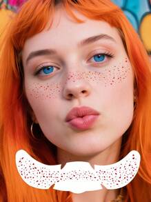 6 Blatt rote glitzernde Sommersprossen Gesichts-Tattoos, funkelnde Sommersprossen-Glitzer-Tattoos mit Herz-, Punkt- und Stern-Muster, rote wasserfeste Glitzer-Temporäre Tattoos für Erwachsene, tägliches Make-up für Reisen, Festivals und Partys