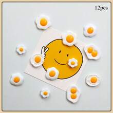 Realistic Kitchen Fridge Magnets Fake Fried Egg Decor, Black & White Version For Photo Wall, Home Kitchen Office Whiteboard Cabinet Decoration, Gifts For Friends & Family, Valentine's Day