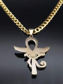 Egyptian Ankh Cross Eye Of Horus Necklace Men Women Stainless Steel Hip Hop Tiger Eyes Key Of Life Necklaces - Necklace - View 6