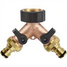 2 Way Garden Hose Splitter, 2-Way Tap Connector With Individual On/Off And Two Quick Connector, 3/4inch/0.75cm Tap Y Splitter Brass Hose Connector - Multicolor - View 6