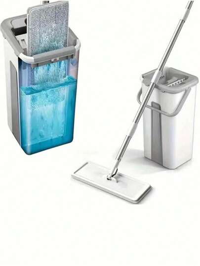 1 set de kit de brosses de nettoyage familial comprenant 3 pièces de chiffons à vadrouille, une tête de vadrouille amovible, un manche extensible avec seau, un chiffon à laver à la main. Convient pour carrelage, parquet, marbre. Accessoires de nettoyage à la vadrouille, cadeau idéal