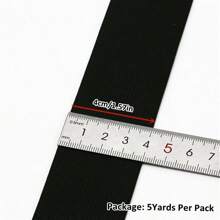 لفة (2-5) ياردة بالحزمة بحزام مرن منسوج بعرض 1.5/2/2.5/3/4/5 سم باللونين الأبيض والأسود، حزام مطاطي لخياطة الملابس والتفصيل وخياطة الألسنة والأشرطة