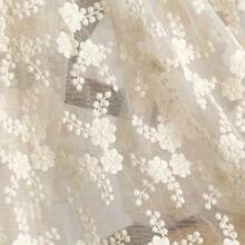Soft Tulle, Beige And White Embroidered Mesh Lace Fabric, Suitable For Making Curtains And Tablecloths, And For DIY Fabric Sewing By Hand