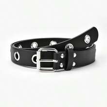 Punk Style Women Perforated Waist Belt With Metal Eyelets And Pin Buckle - Black - View 6