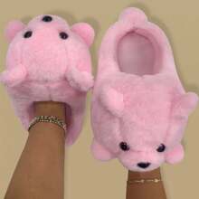 Pantuflas ligeras y antideslizantes para mujer, con diseño lindo de oso rosa