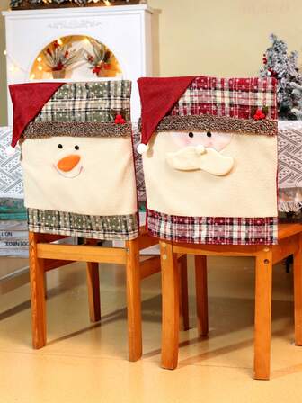 Decoraciones para el hogar y el jardín, fundas para sillas navideñas, fundas cuadradas para taburetes con diseño de hombres viejos y muñecos de nieve de dibujos animados para hoteles y restaurantes