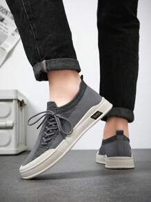 Tênis Casuais Respiráveis de Malha e Cores Mistas para Homens, Sapatos Esportivos Outdoor Confortáveis, Antiderrapantes e Duráveis para Caminhada
