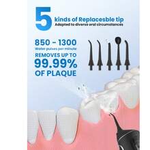 H2ofloss Water Flosser - Portable Oral Irrigator, 5 Modes, Rechargeable Orthodontic Toothpick, Cordless, Home Travel - 300ml Water Tank - Black - View 6