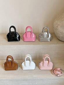 1pc INS Style Fashion Girls Mini Crossbody Bag, 2025 New Cute Candy Color Conch Bag With Lychee Pattern PU, Suitable For Daily Use - Oil Leather Handbag - View 2