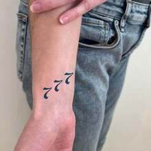 Juego de 5 hojas con tatuajes temporales de estilo gótico, números del 0 al 9 que se pueden colocar libremente, diseño de arte corporal de patrones de maquillaje, resistentes al agua y al sudor, tatuaje no permanente, realista sin reflejo, un regalo ideal - Negro - Ver 7