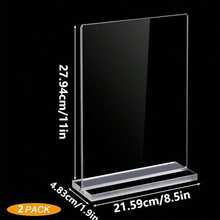 1PC/2PC 亚克力标牌架，双面标牌架，8.5 X 11 立式塑料标牌架，桌面纸架，垂直菜单传单架，5 X 7 T 形桌面传单架垂直双面展示架 - 均碼 - 查看 12