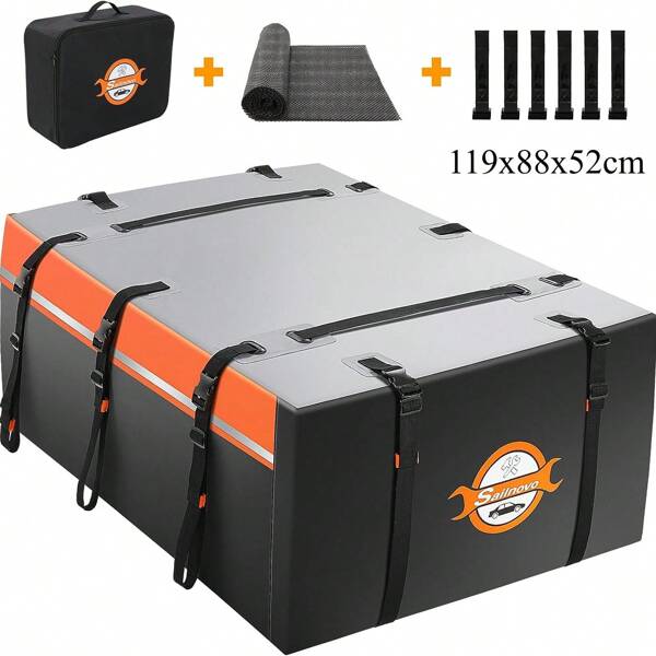 425L/566L Auto Dachbox, Autodachtasche 1000D Faltbare wasserdichte Dachboxen mit Haken, Antirutschmatte & Reflektorstreifen, für Autos mit/ohne Dachträger