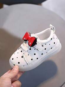 1双幼儿女童蝴蝶结波点亮片休闲运动鞋，春/秋/冬款 - 白色 - 查看 5