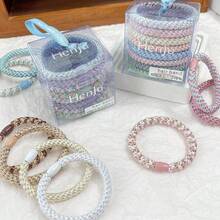 8 件/套新款韩式发绳套装橡皮筋可爱发带基本款彩色发圈发饰包装颜色随机。