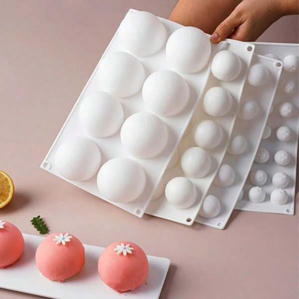 Forma de silicone hemisférica redonda com 8 cavidades para bolo, chocolate, doces, sobremesas, antiaderente, fácil de remover, utensílios para assar, acessórios de cozinha